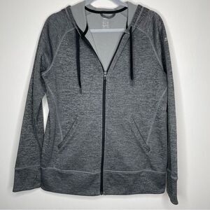 Adidas Active gray heather space dye fleece jacket workout gym‎